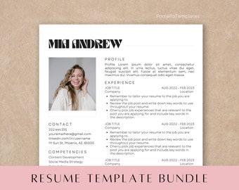 Resume Template Canva with Photo, Professional Resume Template, CV Professional, Modern Resume Template, Executive CV, Minimalist Resume