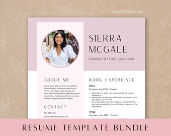 Resume Template with Photo, Professional Resume Template Canva, Creative, Simple CV Template with Picture, Resume and Cover Letter Template