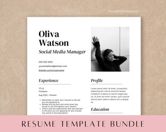 Resume Template Canva with Photo, Professional Resume Template, CV Professional, Modern Resume Template, Executive CV, Minimalist Resume