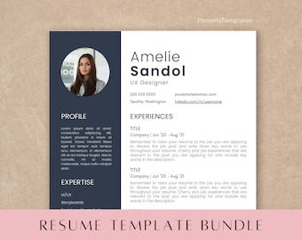 1 Page Resume Template with Photo, Professional Resume Template Canva, Professional Resume, Modern Resume Template, Minimalist Resume