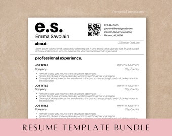 Minimalist Resume Template, Professional Modern Resume Template Canva, CV Template, Clean Simple Resume Template