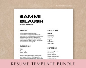 Resume Template Canva, Professional Resume Template, CV Professional, Modern Resume Template, Executive CV, Minimalist Resume