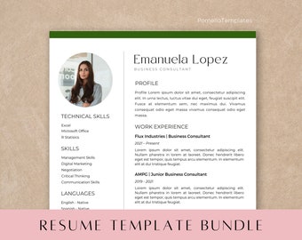 Resume Template with Photo, Professional Resume Template Canva, Creative, Simple CV Template with Picture, Resume and Cover Letter Template