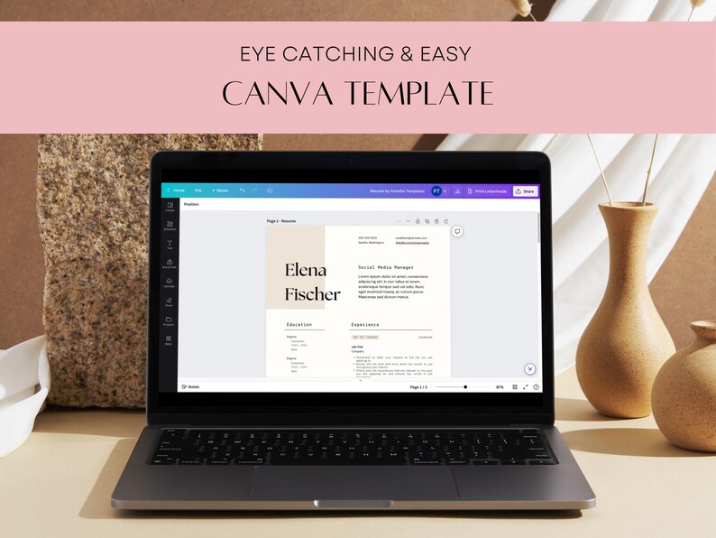 1 Page Resume Template, Professional Resume Template Canva, Professional Resume, Modern Resume Template, Executive CV, Minimalist Resume imagem 3