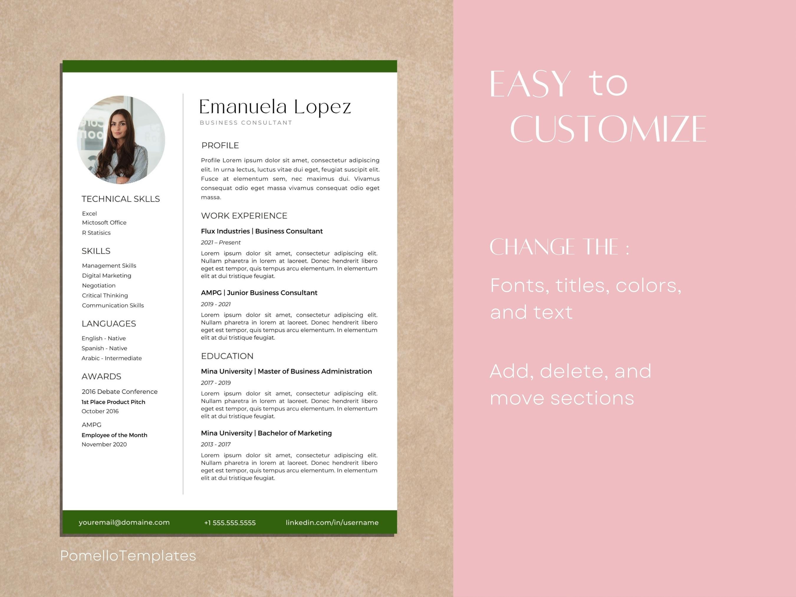 Resume Template With Photo Professional - Il Fullxfull.5141563474 8tnb 