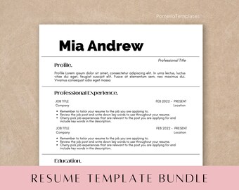 2 and 1 Page Resume, CV Template Canva, Professional Resume Template, CV Professional, Modern Resume Template, Executive Resume