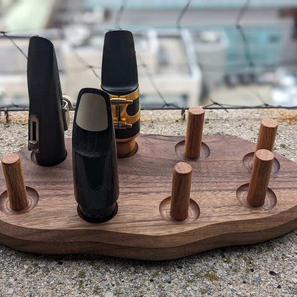 Handmade 8-piece Wooden Saxophone Mouthpiece Stand