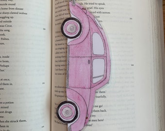 VW Bug bookmark - Car bookmark, cute bookmark, kids bookmark, hand made, Illustrated, cars, small gifts, stocking stuffers, school supplies