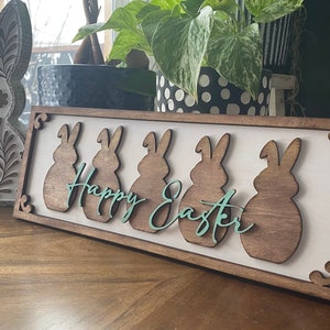 Happy Easter Bunny Sign with Easel Back SVG File