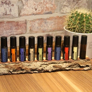 Stand with bark for essential oils (10 roll-ons) for doTerra or young living, oil bottle holder, organizer active
