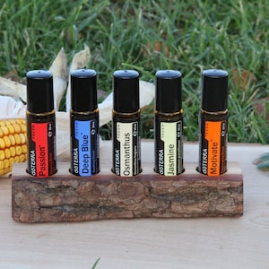 Stand with bark for essential oils (5 roll-ons) for doTerra or young living, oil bottle holder, organizer