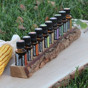 Stand with bark for 10 (15ml) essential oils for doTerra or young living, oil bottle holder, organizer