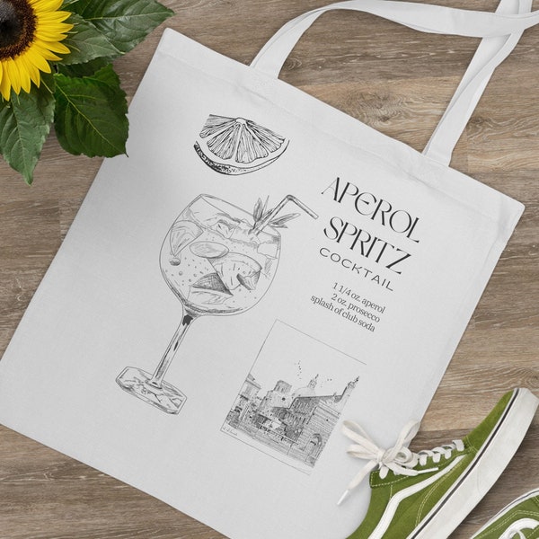 Aesthetic Vintage Cocktail Tote Bag - Aperol Spritz