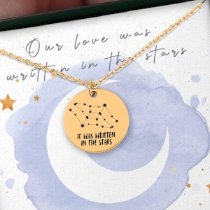 Kundenspezifische Konstellationshalskette • Personalisierter Sternkartenschmuck • Sternzeichen-Scheibenhalskette • Himmlische Jahrestagsgeschenke