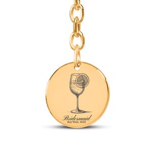 Aperol Spritz Disk Charm Keychain – Fun Bridesmaid Gift, Bachelorette Party Favor, Personalized Wedding Keepsake