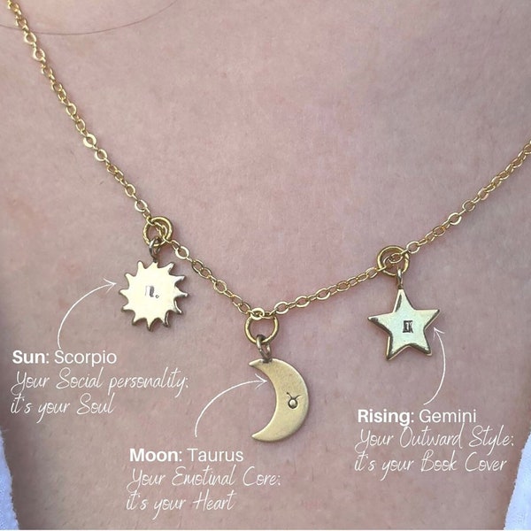 Custom Astrology Birthday Gift for Her Zodiac Birth chart personalize gift mom Engraved Natal Chart Zodiac Jewelry Big 3 Astrology Charm