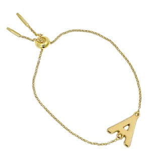 Dainty Initial Slider Bracelet – Personalized Gold Bracelet, Adjustable Letter Charm, Minimalist Jewelry, Custom Gift for Her
