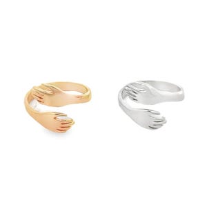 Dainty Hug Ring – Adjustable Gold Filled Wrap Ring, Meaningful Friendship Jewelry, Cute Minimalist Gift for Her, Everyday Stacking Ring