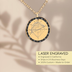 Collana con costellazione zodiacale, ciondolo con carta stellare personalizzata, lettura dei tarocchi del tema natale astrologico