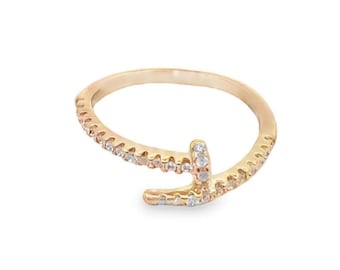 Gold Cubic Zirconia Nail Ring, Wrap Around Finger Design, Unique Statement Ring, Trendy Adjustable Jewelry, Dainty, Modern, Gift for Her