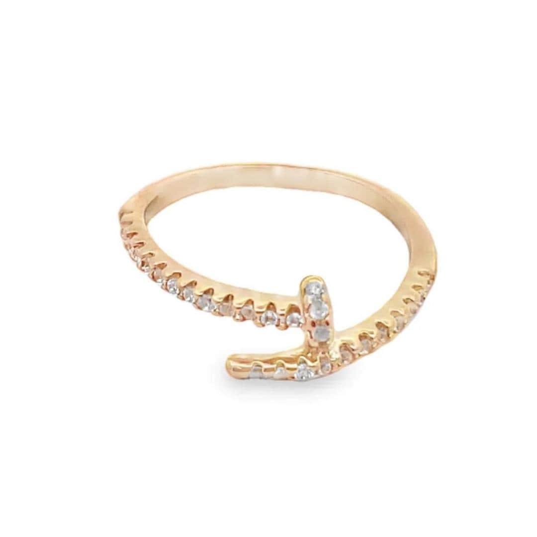 18K Goldklauenring, nagelförmiger Wickelluxusaussage, Cubic Zirkonia CZ Designer Schmuck