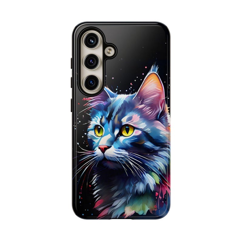 Watercolour Cat Phone Case - Bright Colourful Feline Design Cover for iPhone 17 Air 16 Pro Max 15 14 13, Samsung S25 Ultra S24 S23, Pixel 9 image 12