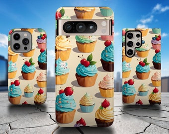 Cupcake Phone Case - Cute Baking Cake Pattern Cover for iPhone 17 Air 16 Pro Max 15 14 13 12, Samsung S25 Ultra S24 S23 S22, Pixel 9 Pro 8 7