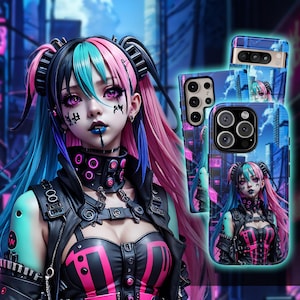 Cybergoth Cyberpunk Handyhülle, Anime iPhone Hülle, iPhone 15 Pro Hülle, Pixel 8 Pro Hülle, Samsung Galaxy S24 Ultra Hülle, S23 Ultra Hülle