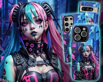 Cybergoth Anime Girl Phone Case: Cyberpunk Style for iPhone, Samsung & Pixel