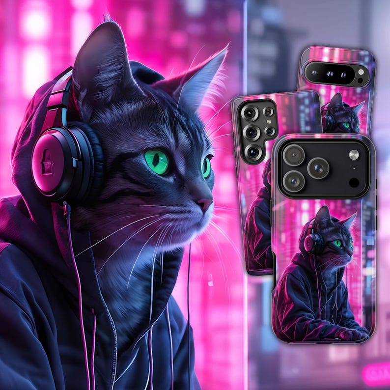 Gamer Kitty Phone Case - Funny Cat Phone Case - Pink Gaming Cover for iPhone 17 Air 16 Pro Max 15 14 13, Samsung S25 Ultra S24 S23, Pixel 9 image 1