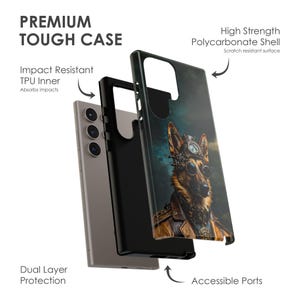 Steampunk Schäferhund Handyhülle - Sci-Fi Viktorianischer Hund Art Cover für iPhone 17 Air 16 Pro Max 15 14, Samsung S25 Ultra S24 S23, Pixel 9 Bild 2