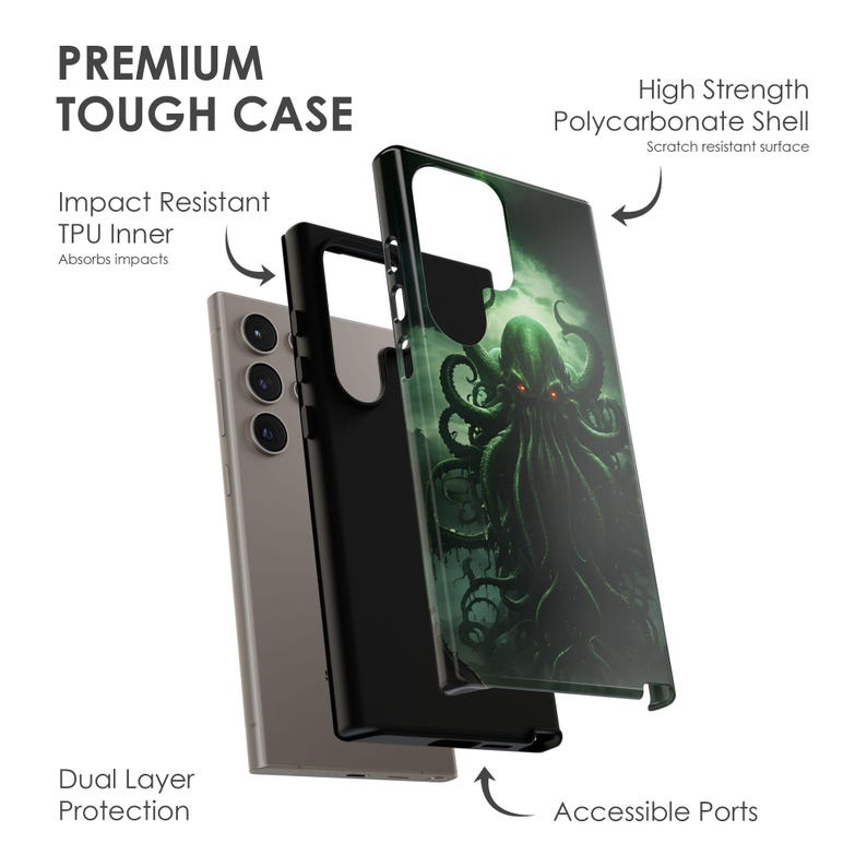 Cthulhu-telefoonhoesje - Sea Monster Gothic Horror Cover voor iPhone 17 Air 16 Pro Max 15 14 13, Samsung S25 Ultra S24 S23 S22 S21, Pixel 9 Pro 8 afbeelding 2