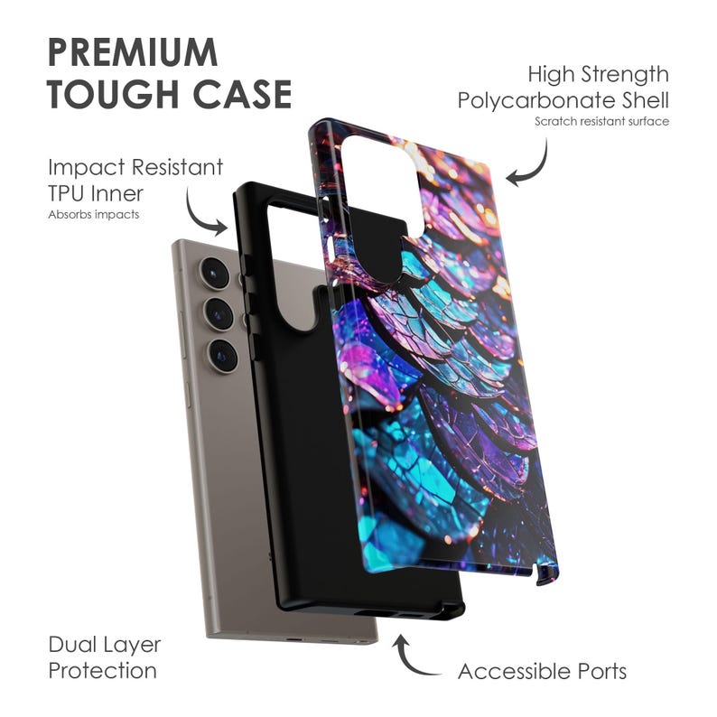 Dragon Scales-telefoonhoesje: abstracte glitter voor iPhone, Samsung en Pixel afbeelding 2