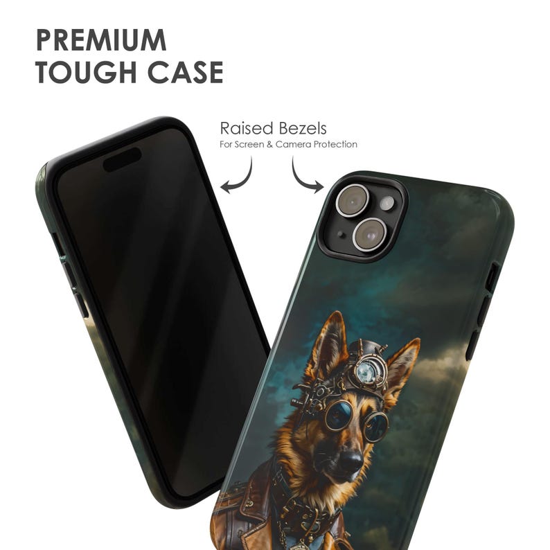 Steampunk Schäferhund Handyhülle - Sci-Fi Viktorianischer Hund Art Cover für iPhone 17 Air 16 Pro Max 15 14, Samsung S25 Ultra S24 S23, Pixel 9 Bild 3