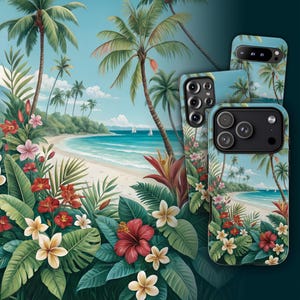 Custodia per telefono con spiaggia tropicale: fuga in paradiso per iPhone, Samsung e Pixel