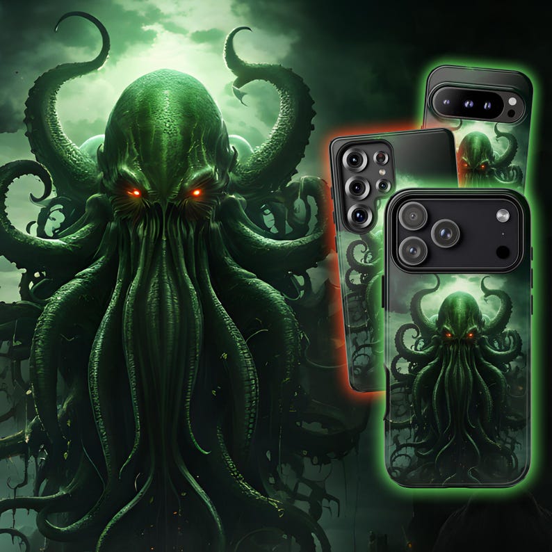 Cthulhu-telefoonhoesje - Sea Monster Gothic Horror Cover voor iPhone 17 Air 16 Pro Max 15 14 13, Samsung S25 Ultra S24 S23 S22 S21, Pixel 9 Pro 8 afbeelding 1