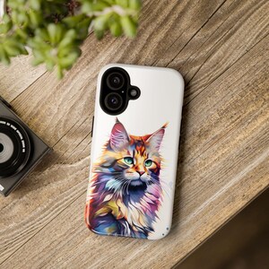 Watercolor Cat Phone Case - Cute Watercolour Pet Animal Cover for iPhone 17 Air 16 Pro Max 15 14 13, Samsung S25 Ultra S24 S23, Pixel 9 Pro image 8