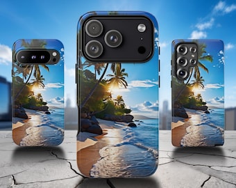 Etui na telefon z motywem letniej plaży – tropikalne wybrzeże Hawajów do iPhone'a 17 Air 16 Pro Max 15 14 13 12 11, Samsunga S25 Ultra S24 S23, Pixela 9 Pro