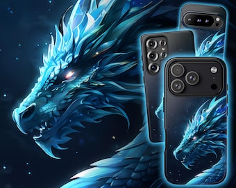Telefoonhoesje Blue Dragon: Fantasy Zodiac Design voor iPhone, Samsung en Pixel