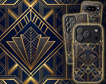 Art Deco Phone Case - Vintage 1920s Geometric Pattern Cover for iPhone 17 Air 16 Pro Max 15 14 13 12, Samsung S25 Ultra S24 S23, Pixel 9 Pro