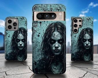 Creepy Horror Phone Case – Scary Witch Girl Dark Goth Cover for iPhone 17 Air 16 Pro Max 15 14 13 12, Samsung S25 Ultra S24 S23, Pixel 9 Pro