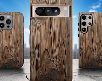 Aged Oak Wood Phone Case - Abstract Nature Wooden Cover for iPhone 17 Air 16 Pro Max 15 14 13 12, Samsung S25 Ultra S24 S23 S22, Pixel 9 Pro