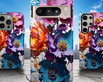 Telefoonhoesje regenboog bloem - kleurrijke verfspatten voor iPhone 17 Air 16 Pro Max 15 14 13 12, Samsung S25 Ultra S24 S23, Pixel 9 Pro 8 7