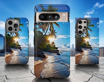 Summer Beach Phone Case, Beach iPhone Case Sunset Pixel 9 Case Beach Samsung Galaxy S24 Ultra Case, Tropical iPhone Cases Beach Scenes