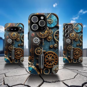 Steampunk Gear Phone Case: Victorian Style, Durable Dual Layer image 1