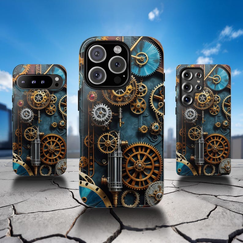 Steampunk Gear Phone Case: Victorian Style, Durable Dual Layer image 1