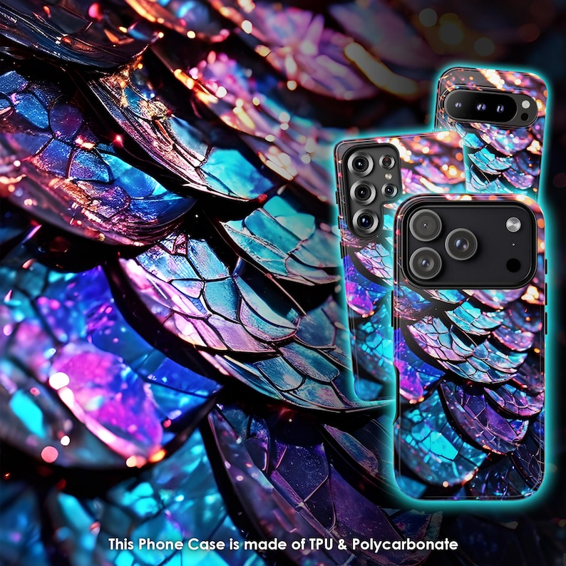 Dragon Scales-telefoonhoesje: abstracte glitter voor iPhone, Samsung en Pixel afbeelding 1