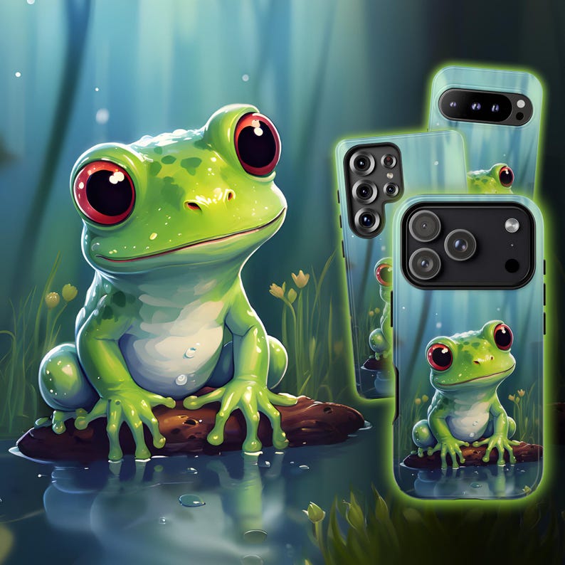 Kawaii Frog Phone Case – Cute Anime Design for iPhone, Galaxy, Pixel – Durable Protective Cover image 1