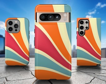 70s Groovy Phone Case – Retro Swirl Wavy Pattern – Tough Dual‑Layer Protective Cover for iPhone / Samsung / Pixel