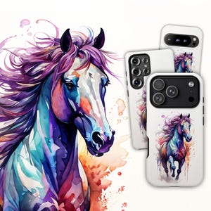 Watercolor Horse Phone Case: Equestrian Art Gift for iPhone, Samsung & Pixel image 1